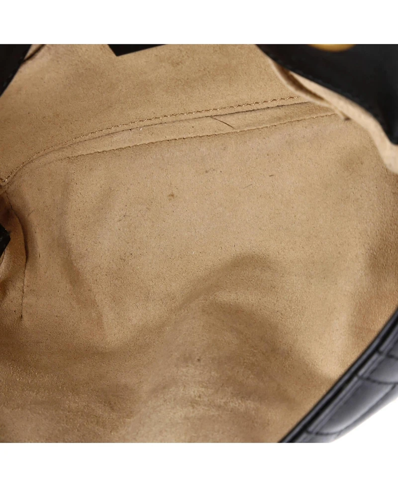 Pre-Owned Gucci Mini Pearly Gg Marmont Flap Bag Embellished Matelasse Leather