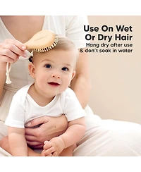 KeaBabies Baby Hair Brush and Comb Set Petite, Oval Wooden Baby Brush Set for Newborns, Infant, Toddler Grooming Kit