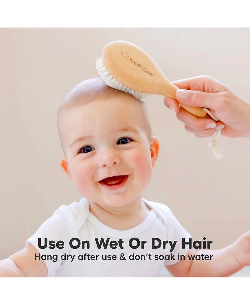 KeaBabies Baby Hair Brush Petite, Oval Cradle Cap Brush, Soft Baby Brush for Infant, Newborn Hairbrush for Girls, Boys, Baby Scalp Brush