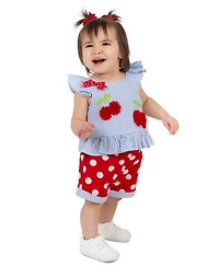 Rare Editions Baby Girls' Flutter Sleeve Top and Elastic Waistband Shorts, 2-Piece Set