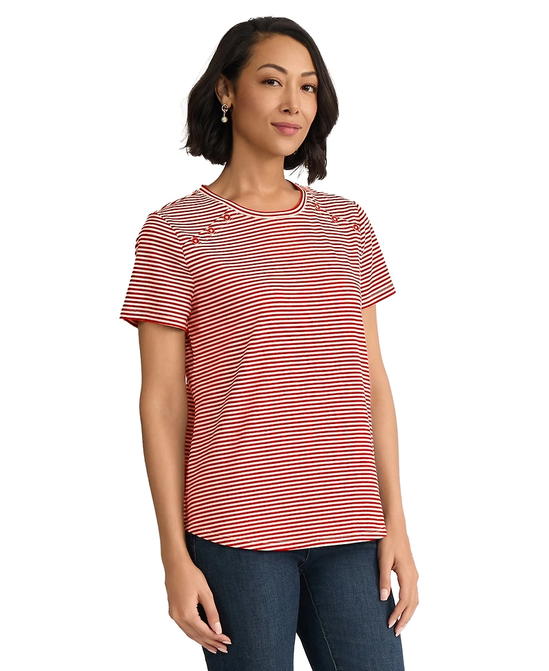 Jones New York Women's Short-Sleeve Crewneck Pull-On T-Shirt