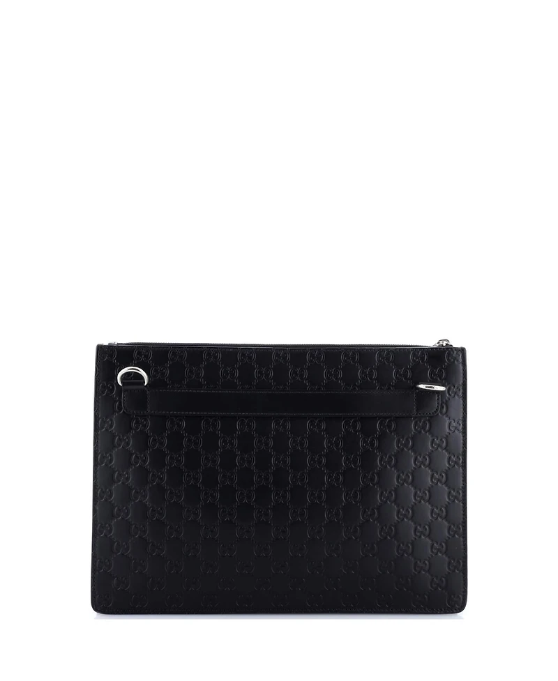 Pre-Owned Gucci Large Zip Messenger Bag Guccissima Leather