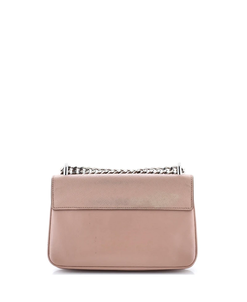 Pre-Owned Prada Small Chain Flap Crossbody Bag Saffiano and Soft Calf