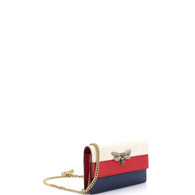 Pre-Owned Gucci Mini Queen Margaret Chain Wallet Leather