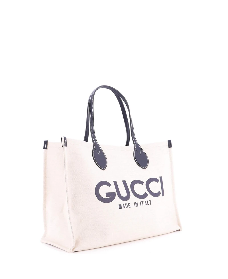 Pre-Owned Gucci Medium Logo Shopper Tote Printed Canvas