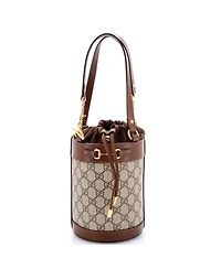 Pre-Owned Gucci Small Horsebit 1955 Bucket Bag Gg Coated Canvas with Leather