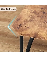 gaomon Dining Table Set for 2 With Chamfer Design,3-Piece Kitchen Table and Chairs with Cushioned Pu Seats