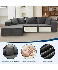 gaomon 106" Cloud Sectional Sofa with Chaise, Memory Foam Modular Couch, Right Facing, No Assembly - Gray (plush corduroy fabric)