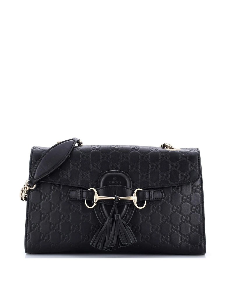 Pre-Owned Gucci Medium Emily Chain Flap Bag Guccissima Leather