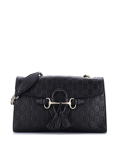 Pre-Owned Gucci Medium Emily Chain Flap Bag Guccissima Leather