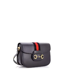 Pre-Owned Gucci Small Horsebit 1955 Shoulder Bag Leather with Web Velvet Detail