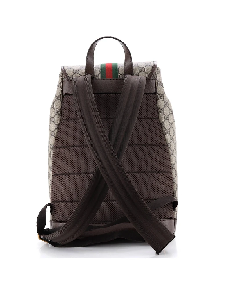 Pre-Owned Gucci Small Ophidia Buckle Backpack Gg Coated Canvas