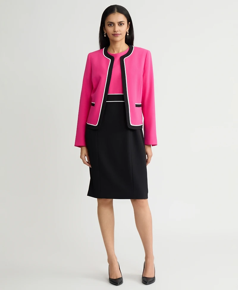 Kasper Women's Contrast-Trim Open-Front Jacket, Regular & Petite