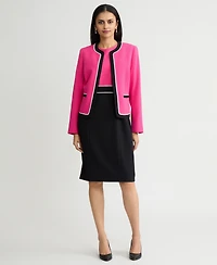 Kasper Women's Contrast-Trim Open-Front Jacket, Regular & Petite