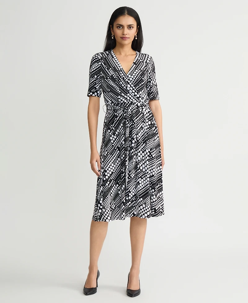 Kasper Women's Printed Faux-Wrap Midi Dress