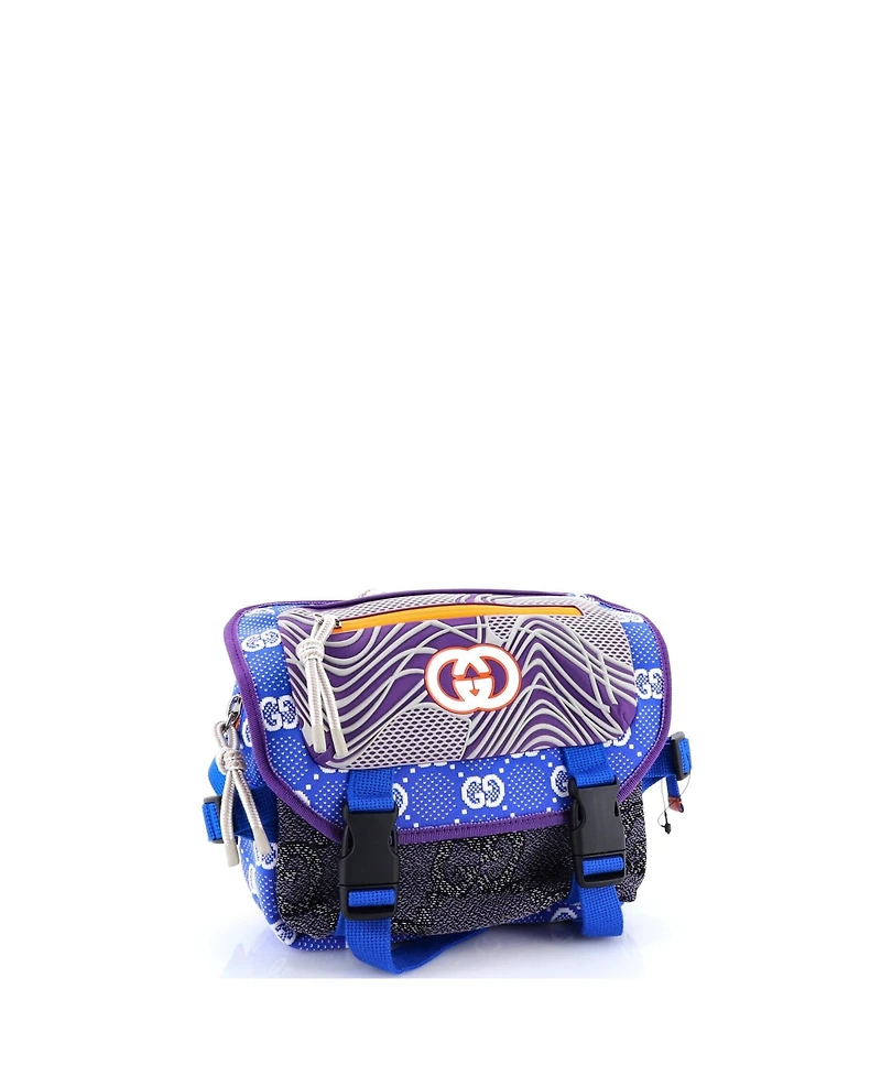 Pre-Owned Gucci Buckle Flap Chest Strap Backpack Gg Fabric with Rubber