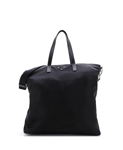 Pre-Owned Prada Large Vela Zip Top Convertible Tote Tessuto