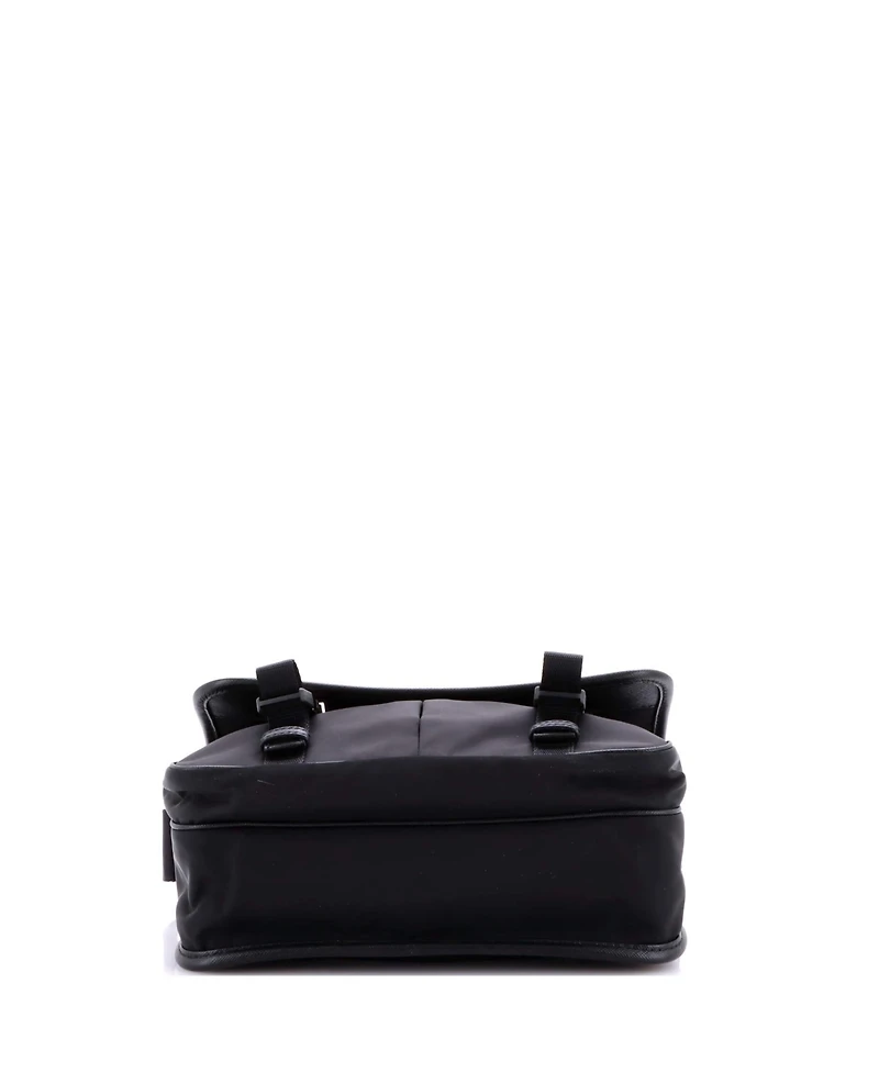 Pre-Owned Prada Medium Double Buckle Flap Messenger Bag Re-Nylon with Saffiano