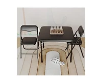 Boys and Girls Folding Table and Chair Set of 3, Featuring a Portable Table and Chairs with Ssoft Pu Cushions. No Assembly is Required, Perfect for Ea