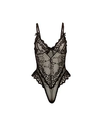 Oh La Cheri Women's Curvy Valentine Sheer Lacey Teddy