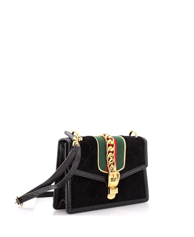 Pre-Owned Gucci Small Sylvie Shoulder Bag Gg Velvet