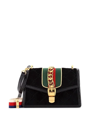 Pre-Owned Gucci Small Sylvie Shoulder Bag Gg Velvet