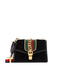 Pre-Owned Gucci Small Sylvie Shoulder Bag Gg Velvet