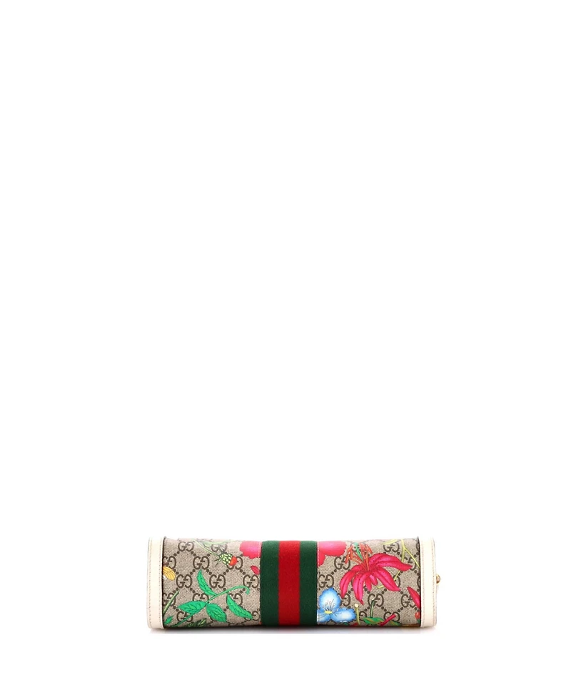 Pre-Owned Gucci Small Ophidia Chain Shoulder Bag Flora Gg Coated Canvas