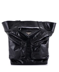 Pre-Owned Prada Tall Triple Front Pocket Tote Leather