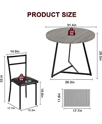 gaomon Dining Table Set for 2, Kitchen Table and Chairs for 2 with Upholstered Chairs, 3 Piece Dining Room Table Set, Round Kitchen Table Set