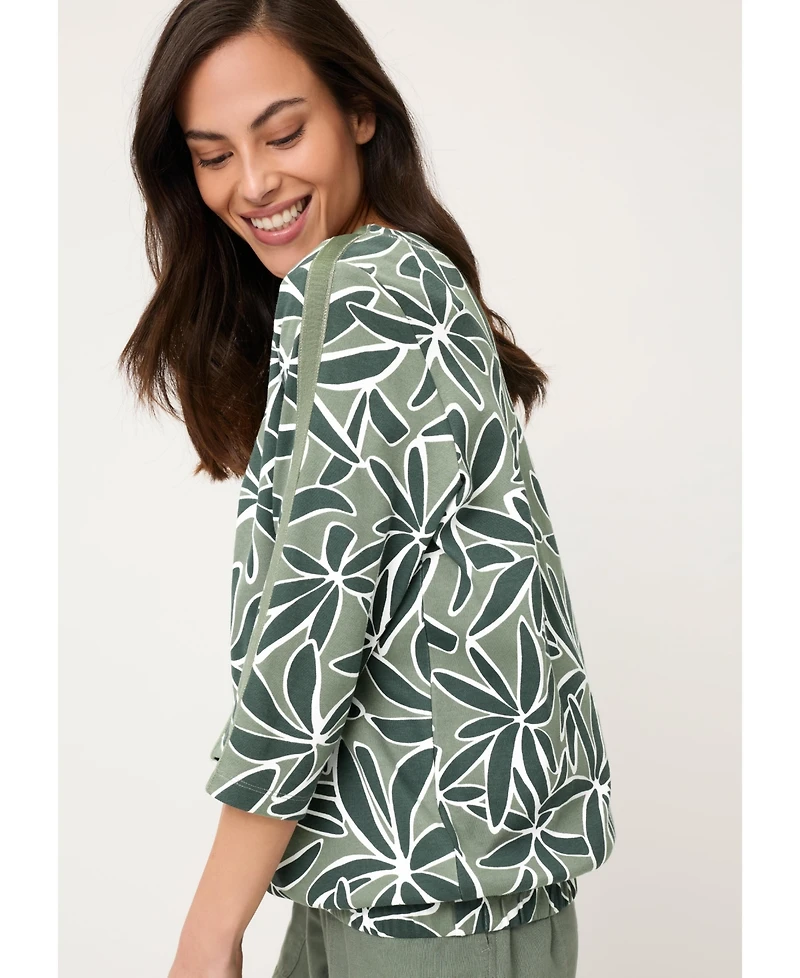 Olsen Women's Palm Design Jersey Top