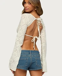 Edikted Women's Flaura Backless Sheer Lace Top