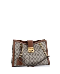 Pre-Owned Gucci Medium Padlock Chain Tote Gg Coated Canvas with Leather