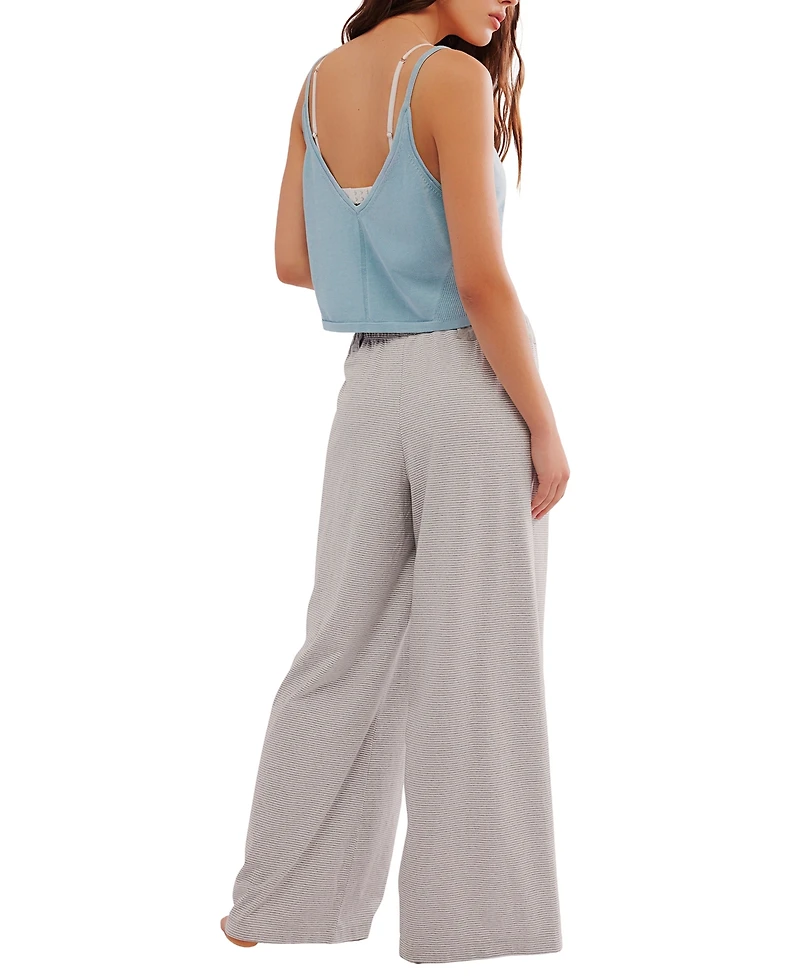 Free People Women's Micro-Striped Ribbed Waistband Lounge Pants