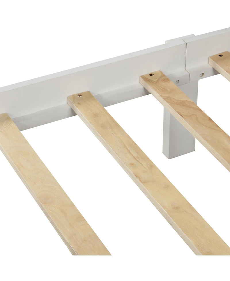 flynama Full Size Wood Platform Bed Headboard Footboard 10 Wood Slats No Box Spring
