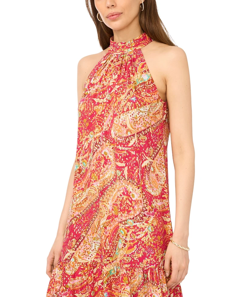 Msk Women's Halter Neck Tiered Maxi Dress