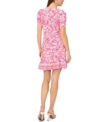 Msk Women's Puff Sleeve Dress with Flounce Hem