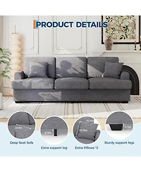 gaomon Modern Corduroy Sofa with 2 Throw Pillows, Deep Seat Couch Upholstered Cushion and Removable Cover,Comfy