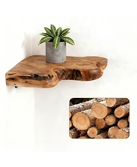 Yigii Corner Floating Shelves Cedar Wood Rustic Set of 2