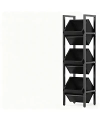 Yigii 3-Tier Basket Stand Wooden Storage shelf Kitchen Bathroom Organizer