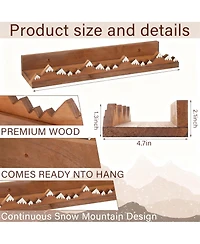Yigii 3 Snow Mountain Floating Shelves Wood Wall Mounted Rustic Nursery Decor