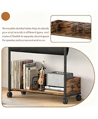 Yigii 3-Tier Display Shelf Holds 200 LPs Movable Organizer Rack Cabinet