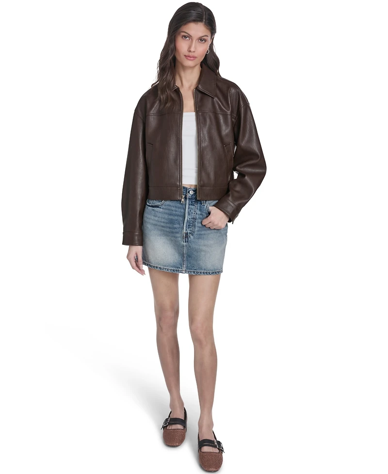 Levi's Women's Faux Leather Relaxed Fit Zip Front Jacket