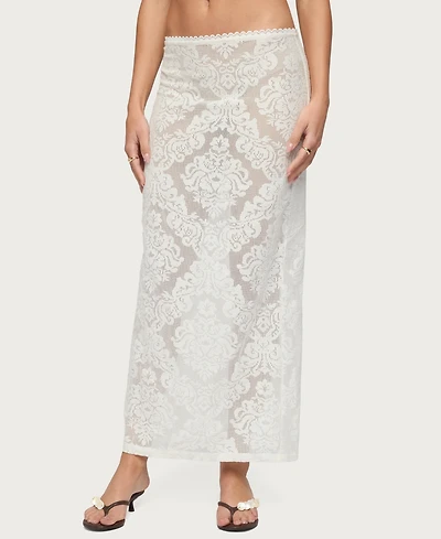 Edikted Women's Violette Sheer Lace Maxi Skirt