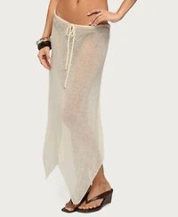 Edikted Women's Isla Handkerchief Sheer Knit Midi Skirt