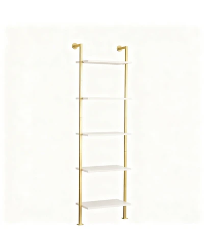 Yigii Ladder Bookshelf Wall-Mounted Solid Wood Industrial Storage Rack