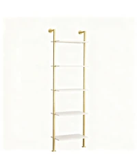Yigii Ladder Bookshelf Wall-Mounted Solid Wood Industrial Storage Rack