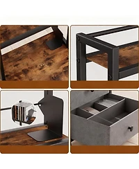 Yigii 5-Tier Organizer Shelf Adjustable Book Stoppers Fabric Drawers Living Room Office