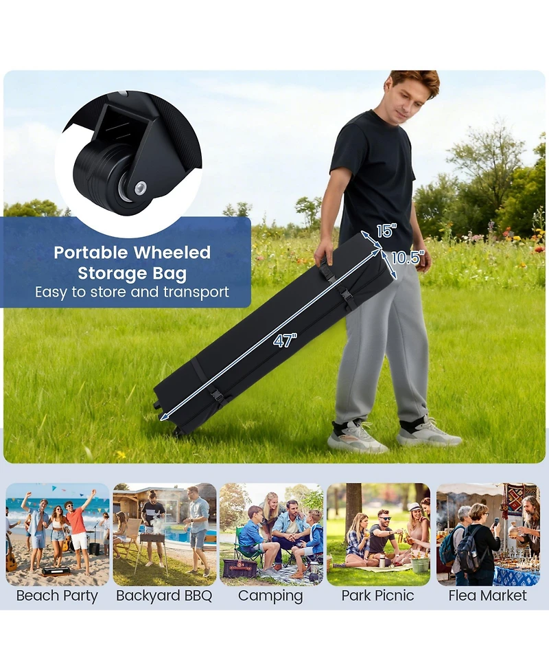 Gymax 10 X 20 Ft Pop up Canopy Tent w/ 6 Sidewalls Wheeled Bag Sandbags Stakes