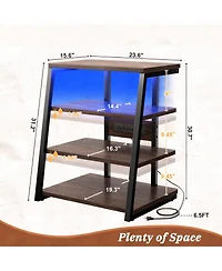 Yigii Av Media Stand with Led Lights Adjustable Shelves Audio Tower